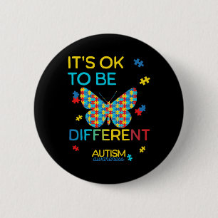 Badge Rond 5 Cm Casse-tête Papillon C'est Ok Pour Être Différent A