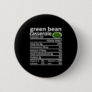 Badge Rond 5 Cm Casserole de haricot vert Nutrition Faits alimenta