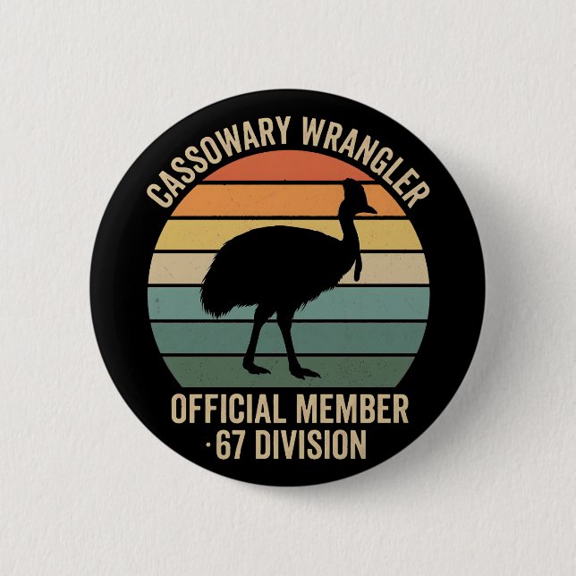 Badge Rond 5 Cm Cassowary Keeper funny Retro bird lover (Devant)