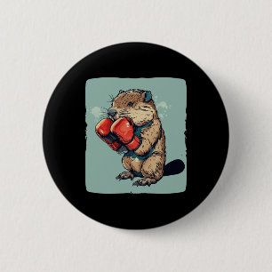Badge Rond 5 Cm Castor De Boxe Gras Pour Un Style Dur Et Sportif