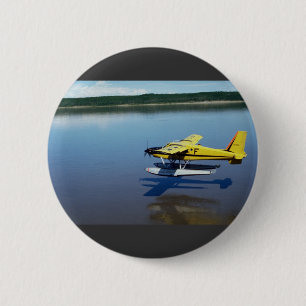 Badge Rond 5 Cm Castor, débarquant sur la rivière