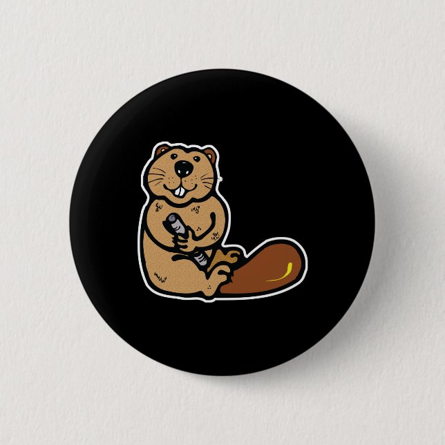 Badge Rond 5 Cm castor joyeux (Devant)