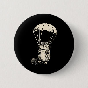 Badge Rond 5 Cm Castor parachutiste drôle castor de skydiving vint