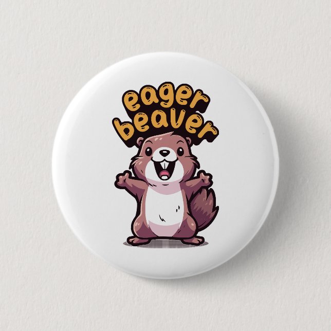 Badge Rond 5 Cm Castor zélé (Devant)