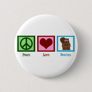 Badge Rond 5 Cm Castors Peace Love