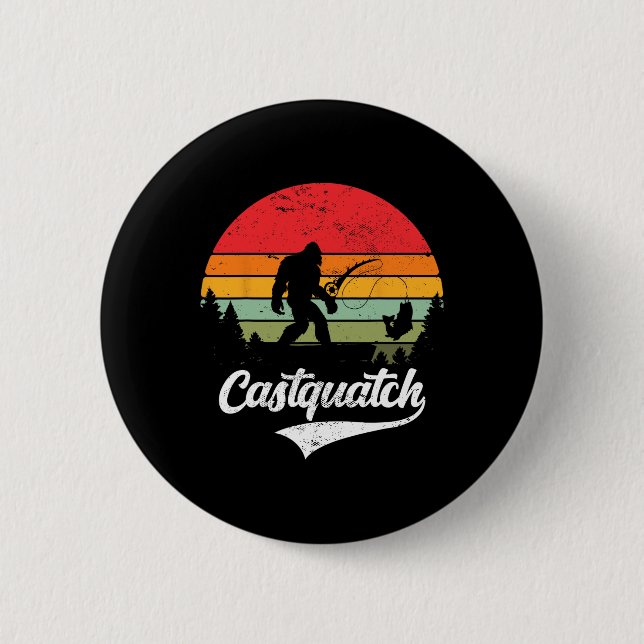 Badge Rond 5 Cm Castquatch Drôle Byss Pêcheur Pêche Mème  (Devant)
