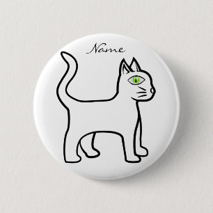 Badge Rond 5 Cm Cat à oeil vert minimaliste Thunder_Cove