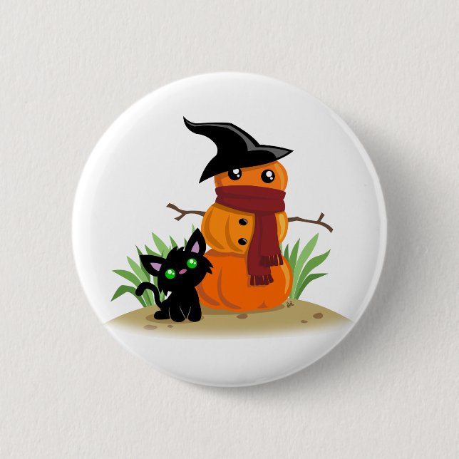 Badge Rond 5 Cm Cat and the Pumpkinman Button (Devant)