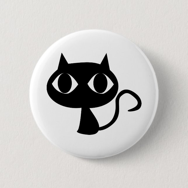 Badge Rond 5 Cm Cat Animal Eyes Feline Caricature noir (Devant)