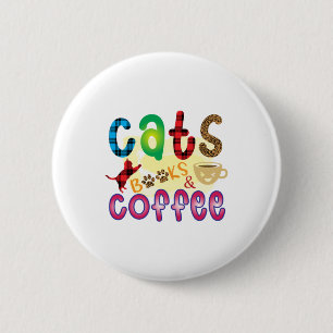 Badge Rond 5 Cm Cat Art Cats Books Coffee