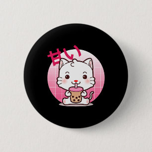 Badge Rond 5 Cm Cat Boba Tea Bubble Tea Anime Kawaii Neko Venin