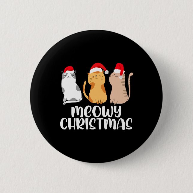 Badge Rond 5 Cm Cat Christmas (Devant)
