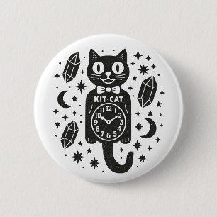 Badge Rond 5 Cm Cat Clock