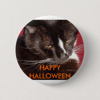 BADGE ROND 5 CM CAT DE HALLOWEEN
