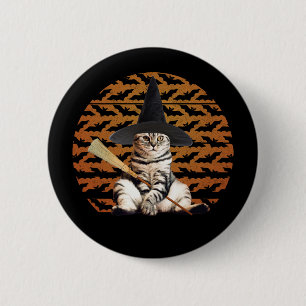 Badge Rond 5 Cm Cat Halloween