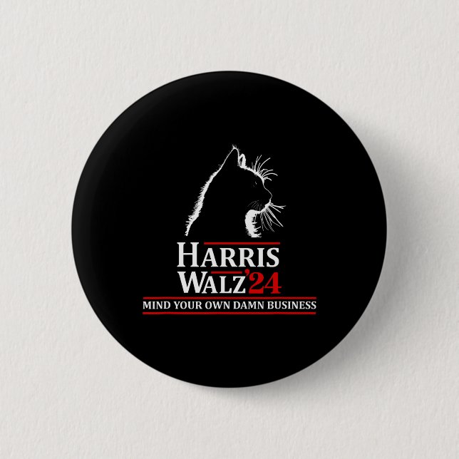 Badge Rond 5 Cm Cat Harris Walz 2024 Kamala Harris 2024 Tim Walz 2 (Devant)