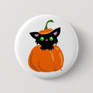 Badge Rond 5 Cm Cat in the Pumpkin Button