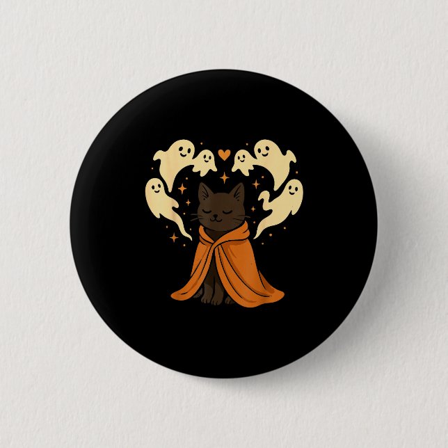 Badge Rond 5 Cm Cat Meme Soky Cute Black Halloween  (Devant)