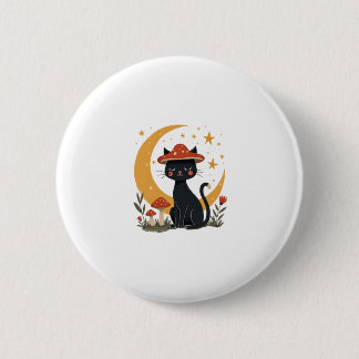 Badge Rond 5 Cm Cat Mushroom Hat Cottagecore Kitten Kitty Women Gi