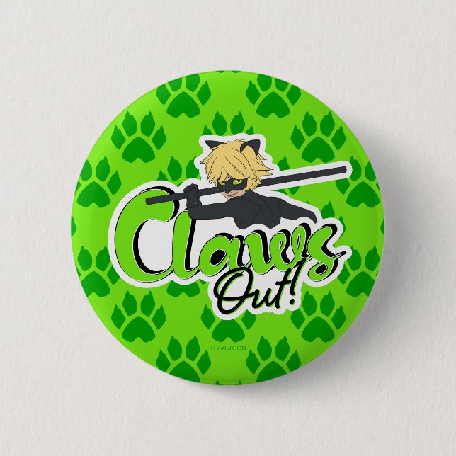 Badge Rond 5 Cm Cat Noir | Claws Out ! (Devant)
