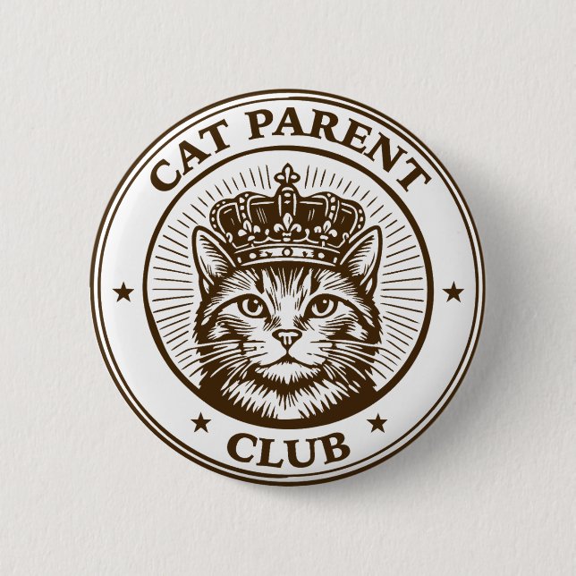 Badge Rond 5 Cm Cat Parent Club – For Humans Owned by Cats (Devant)