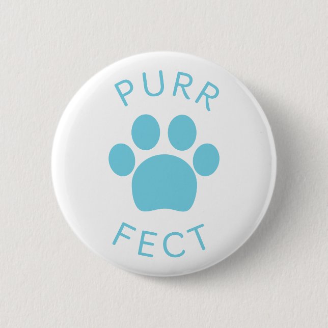 Badge Rond 5 Cm Cat Perfect Blue Purr Paw Print (Devant)