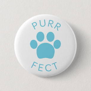 Badge Rond 5 Cm Cat Perfect Blue Purr Paw Print