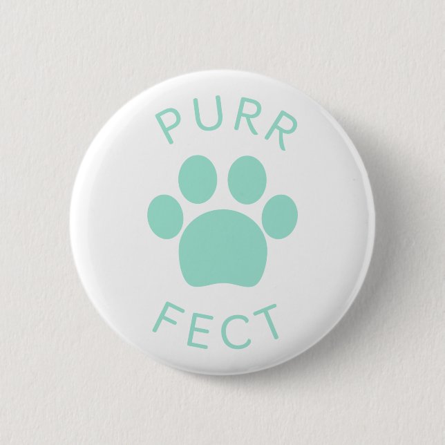 Badge Rond 5 Cm Cat Perfect Light Blue Purr Paw Print (Devant)