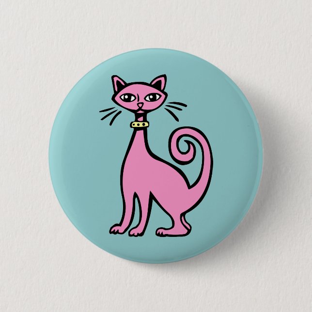 Badge Rond 5 Cm Cat rétro (Devant)