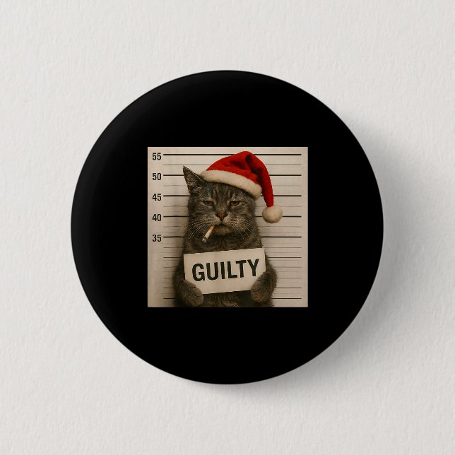 Badge Rond 5 Cm Cat Smoking Cigarette Christmas Funny Meme Cat  (Devant)