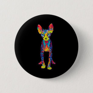 Badge Rond 5 Cm Cat Sphynx Drôle Amoureux des chats Cadeaux Pour H