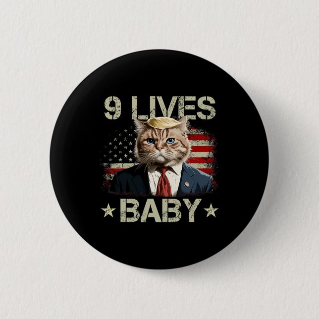 Badge Rond 5 Cm Cat Trump 9 Vies Ba (Devant)