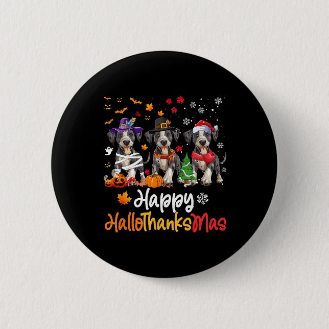 Badge Rond 5 Cm Catahoula Leopard Chien Halloween Noël Hallotha (Devant)