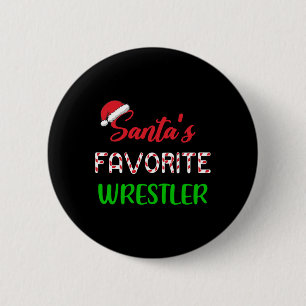 Badge Rond 5 Cm Catcheur préféré du Père Noël Funny Wrestling Noël
