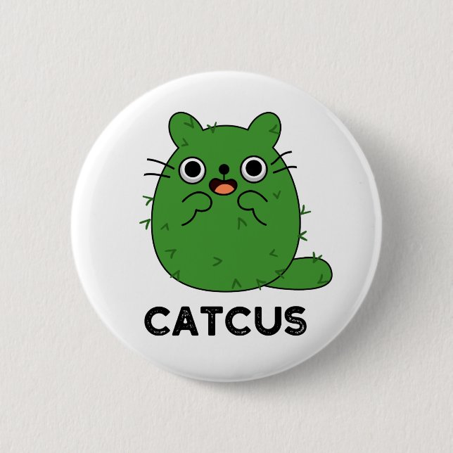 Badge Rond 5 Cm Catcus Funny Chat Cactus Pun (Devant)