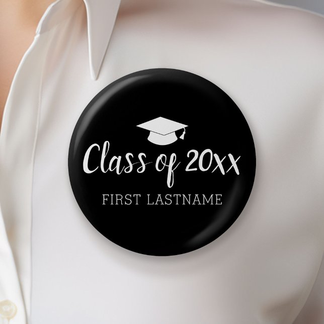 Badge Rond 5 Cm Catégorie d'année et nom - Le noir peut changer de (Custom Button)