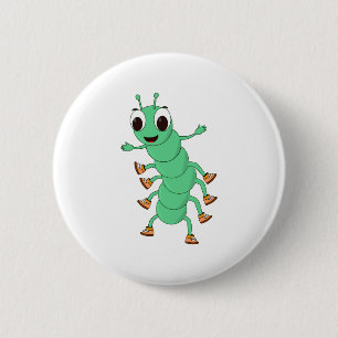 Badge Rond 5 Cm Caterpillar verte