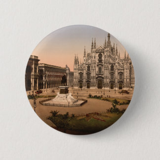 Badge Rond 5 Cm Cathédrale de Milan et Piazza, Lombardie, Italie
