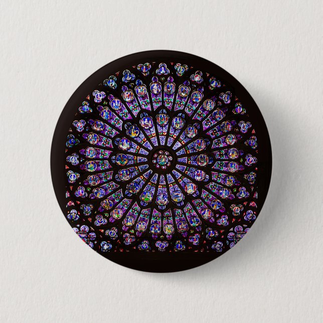 Badge Rond 5 Cm Cathédrale Notre-Dame de Paris Rose (Devant)