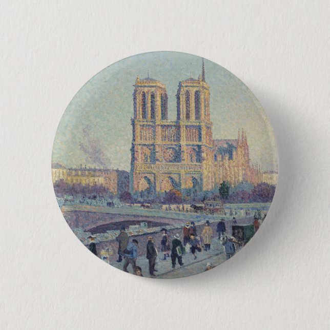 Badge Rond 5 Cm Cathédrale Notre-Dame Paris France Peinture classi (Devant)