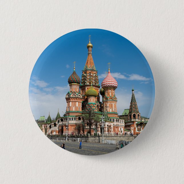 Badge Rond 5 Cm Cathédrale Saint-Basil à Moscow (Devant)