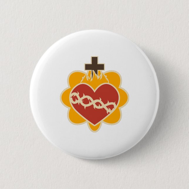 Badge Rond 5 Cm Catholique du Sacré-Coeur (Devant)