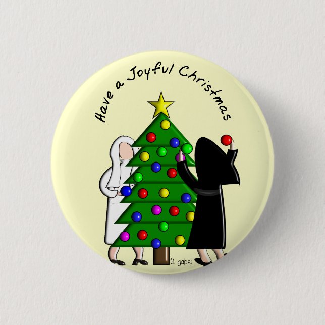 Badge Rond 5 Cm Catholique Nun Art Cartes et Cadeaux de Noël (Devant)