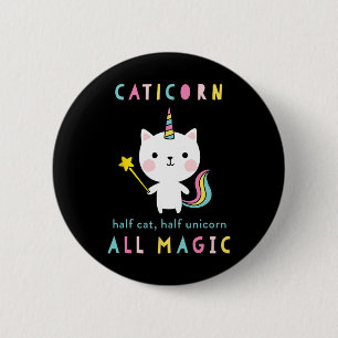 Badge Rond 5 Cm Caticorn Demi Chat Unicorn Chemise Cute Girls Meow