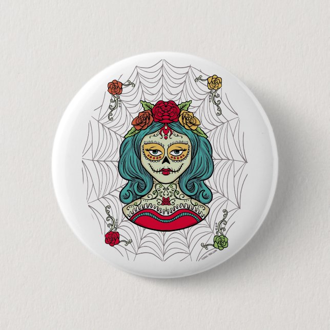 Badge Rond 5 Cm Catrina Día de Muertos Web (Devant)