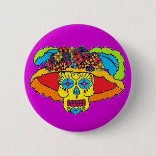 Badge Rond 5 Cm Catrina Sugar Skull