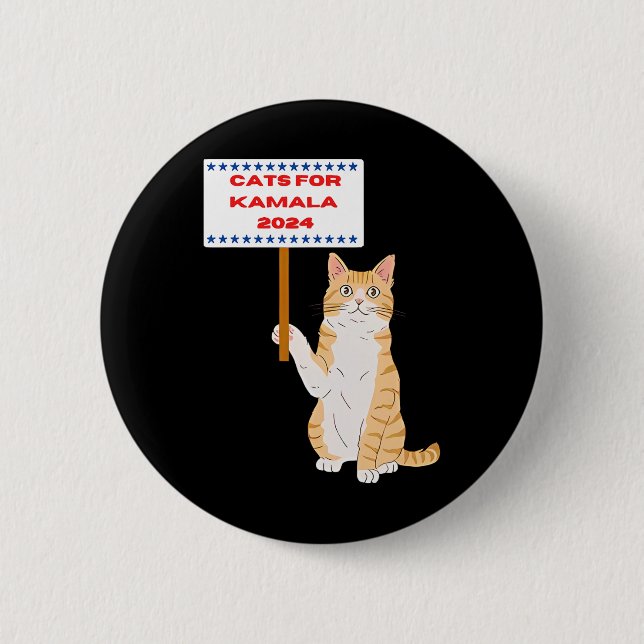Badge Rond 5 Cm Cats For Kamala Harris Vote President 2024 Usa (Devant)