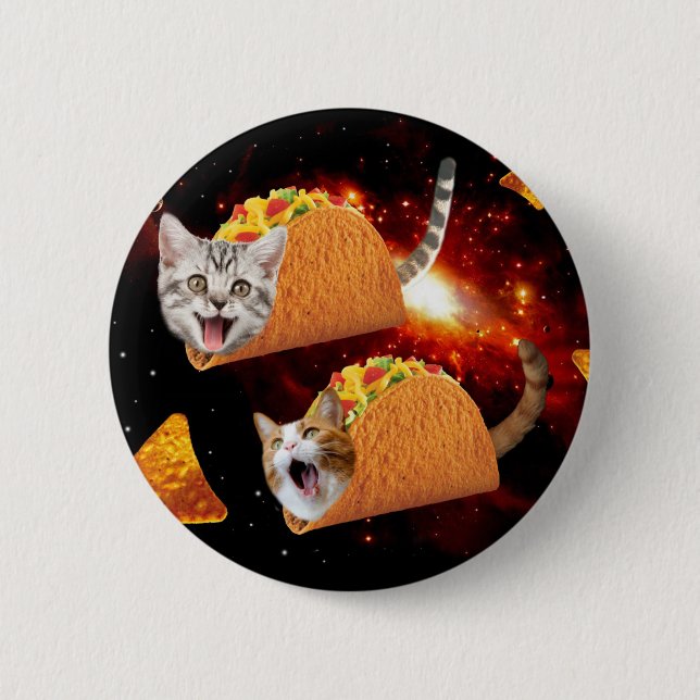 Badge Rond 5 Cm Cats inside space tacos (Devant)