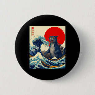 Badge Rond 5 Cm Catzilla Chat Art Japonais Dons De Chat Drôle Pour