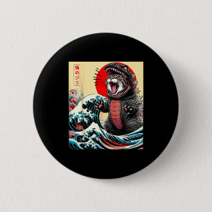 Badge Rond 5 Cm Catzilla Chat Art Japonais Drôle de Chat Pour Homm